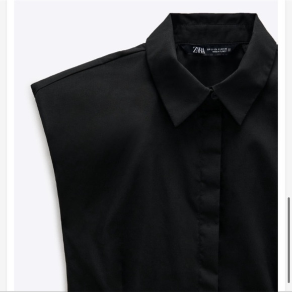 Zara women’s poplin shoulder pads shirt top Size L - Picture 8 of 9